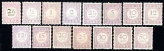 Suriname 1892 - 1939 Group Of 15 Stamps Mi Porto 9iii,  17 - 30a/c Mh/mng Cv=30.  6€