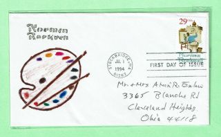 Us Fdc 2839,  Norman Rockwell,  Hand Drawn Cachet