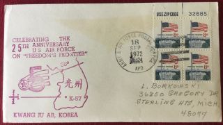 1972 Us Air Force 25th Anniversary Kwang Ju Ab Korea Cachet Event Cover