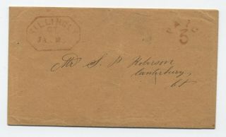 1850s Killingly Ct Box/octagon Fancy Stampless Cover [oz.  289]