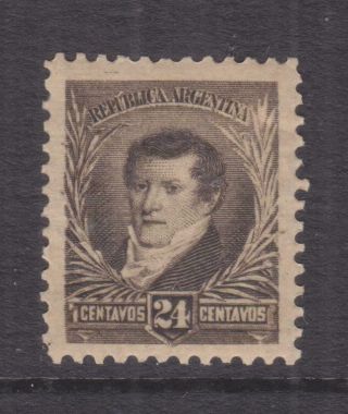 Argentina,  1892 Rivadavia,  Perf.  11 1/2,  24c.  Sepia,  Lhm.