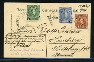 Venezuela Postal History: Lot 7 1925 Multifranked Picture Pc To Hamburg $$$
