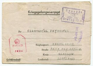 Germany 1945 Stalag / British Soldier Pow Camp Censor Postcard To Scotland 18