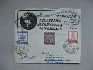 Chile,  Cover Fdc To Germany 1955,  Phil.  Expo Valparaiso,  Coat Of Arms