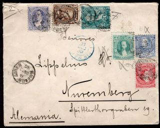 Argentina To Germany Cover 1890 French Paquebot 4 Ligne J To Nurnberg
