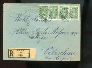 Austria Registered Cover 1923 Vienna To Leipzig,  Germany With Inflation Issues
