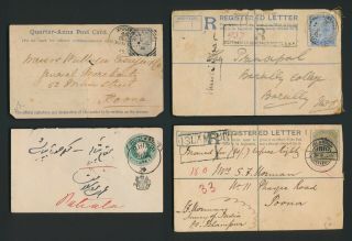 Qv India Covers X4 1886 - 1905,  Registered Letters X2,  Patiala Local,  Ohms Card