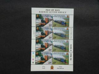 Set Of 8 Railway Newspaper And Letter Stamps From The Isle Of Man Umm.
