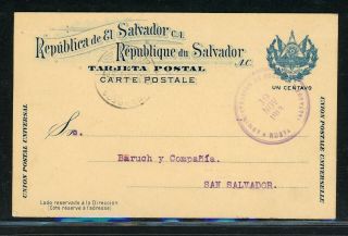 El Salvador Postal History: Lot 2 1913 1c Pc San Salvador (local) $$$