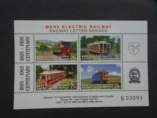 Set Of 4 Railway Newspaper And Letter Stamps From The Isle Of Man Umm.