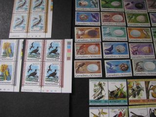 St.  Vincent Stamp 3 Bird Sets Never Hinged Lot B