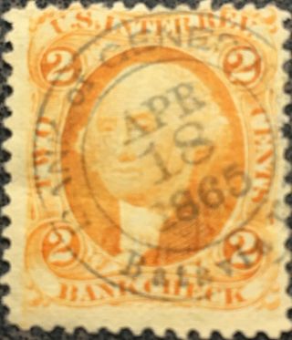 Scott R6 Us 1865 2c Washington Revenue Bank Check Stamp