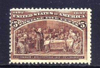 Us Stamps - 234 - Mnh - 5 Cent 1893 Columbian Expo Issue - Cv $140