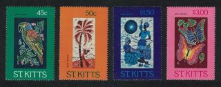 St.  Kitts Parrot Butterfly Batik Designs 1st Series 4v Mnh Sg 139 - 142