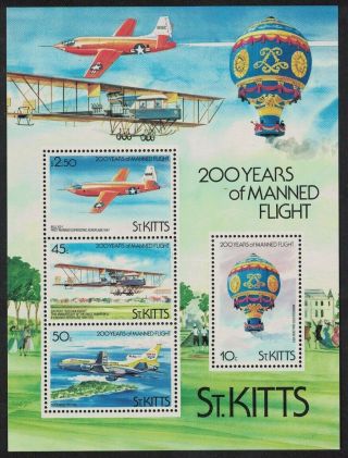 St.  Kitts Bicentenary Of Manned Flight Ms Mnh Sg Ms133