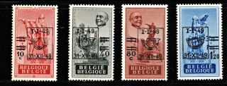 Hick Girl Stamp - Mh.  Belgium Stamp Sc 395 - 98 1949 Surcharge Q960