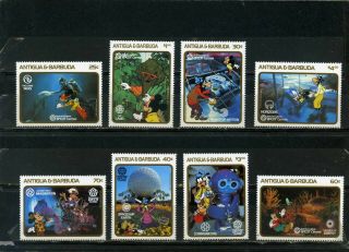 Antigua & Barbuda 1988 Walt Disney Characters Set Of 8 Stamps Mnh