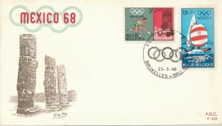 1968 Olympic Games Mexico City,  Fdc Belgium.