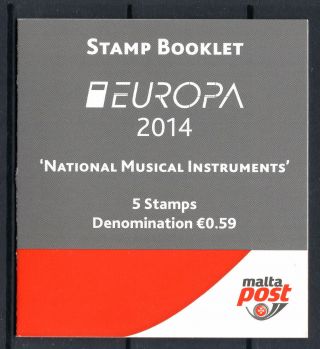 Malta 2014 Musical Instruments Stamp Booklet - Europa 5x €0.  59 Unmounted