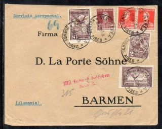 Argentina (buenos Aires) To Germany (barmen),  1929,  Via Air Mail
