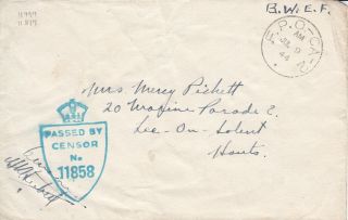 Canadian Force 1944 D - Day,  Cover From F.  P.  O.  Ca2 To Hants (uk) Manscrpt B.  W.  E.  F