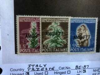 Italy Trieste Stamp Scott 85 - 87 Mlhog Scv 35.  00 Bb5876