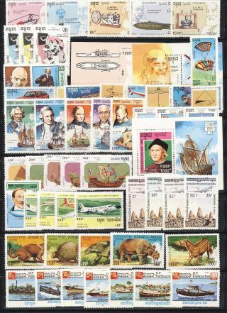 Cambodia Mnh Vf Topical Sets Crammed Onto Three Stockpages