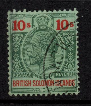 British Solomon Islands 1914/23 10/ - Green&red On Green Kgv - Mult Crown - Sg 37 - Fu