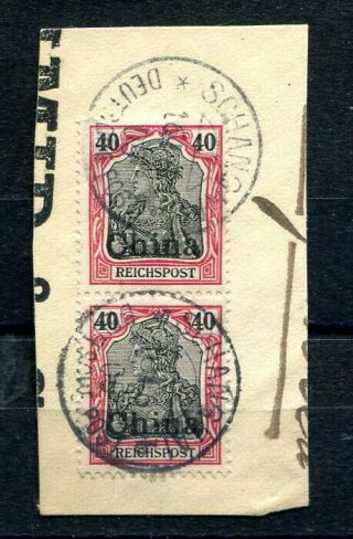 German Post Offices In China reichpost 40pf.  Pair On Piece shanghai Pmk