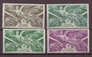 Four French Colonies,  World War Two Victory In Europe,  Mnh,  1946 Old