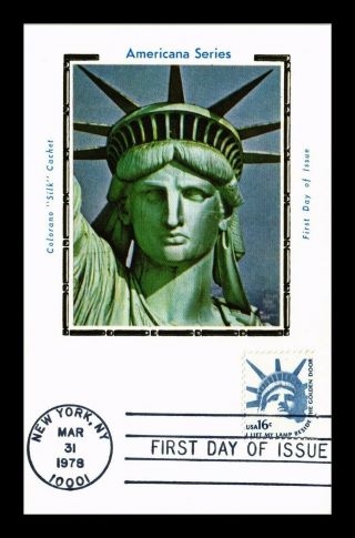 Dr Jim Stamps Us Americana Statue Of Liberty Colorano Silk Fdc Maximum Card
