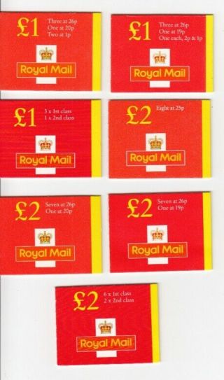 Gb Folded Booklets £1 & £2 Small Red Covers Fh40 - Fw12 Including Cylinders