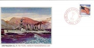 Attack Pearl Harbor Hi Naval Station Postmark 75th Anniversary Uss Raleigh Cl 7