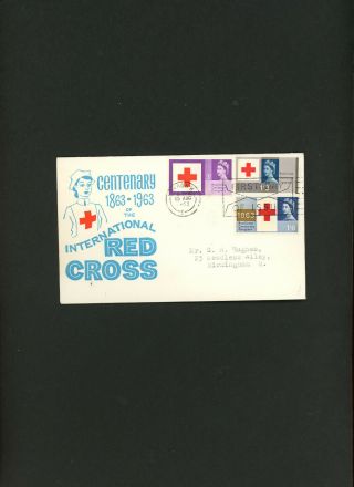 1963 Red Cross Phosphor Illustrated Fdc London Wc First Day Of Issue Slogan