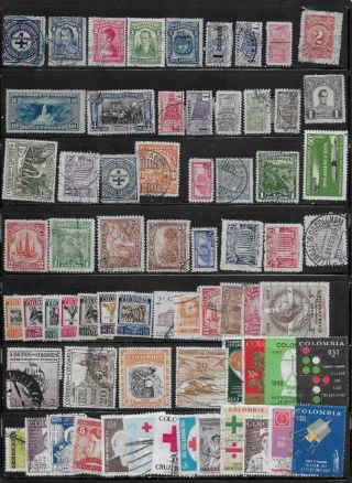 67 Colombian Republic Stamps W/antioquia From Quality Old Album