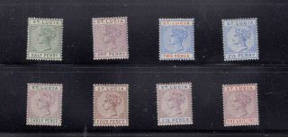 St Lucia Sg 43 - 50 Vf - Mvlh Queen Victoria Issues Cat Value $81,