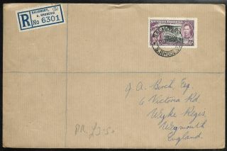 Southern Rhodesia 1937 Coronation Issue Registered Fdc Salisbury To Weymouth Uk