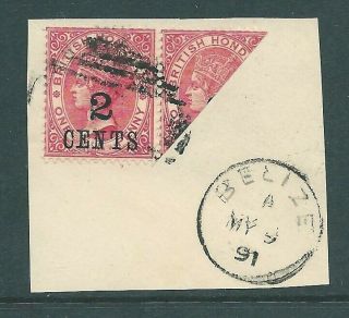 British Honduras 1891 Piece With Bi - Sect 3c Rate Sg37a