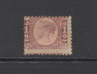 Gb Qv 1/2d Rose Sg49 Plate 20 Bantam " Df " 1870 No Gum / Stamp
