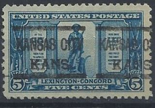 Kansas Precancels,  Commemoratives,  Lexington - Concord,  Kansas City,  Type L - 1 Hs