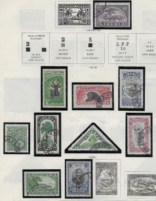 10 Liberia Stamps From Quality Old Album 1914 - 1921