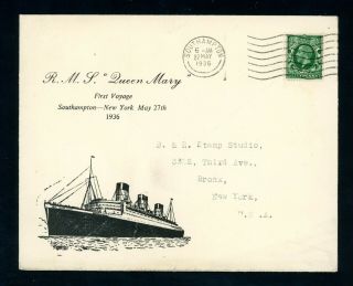 Rms Queen Mary 1936 1st Voyage Cover (au098)