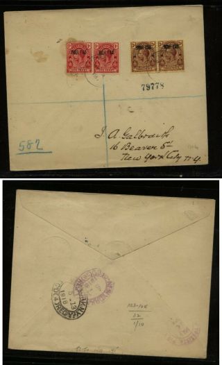Turks Caicos Mr3,  4 On Registered Cover To Us 1918 Hc0331