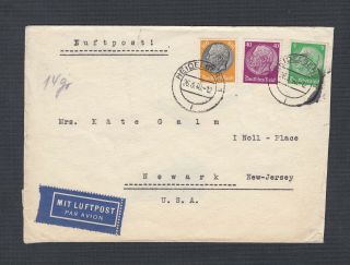 Germany 1940 Wwii Censored Airmail Cover Heidelberg To Newark Jersey Usa