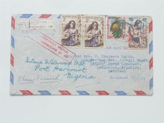 French Polynesia 1959 Commercial Cover Insufficient Pre Paid Cachet 4 Stamps