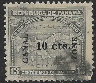 Xss451 Scott Cz36 Us Canal Zone Possession Stamp 1911 10c On 13c Map