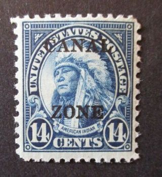 1925 Canal Zone Us S Cz77,  14c Blue Type A Black Stamp Mph Og Vf