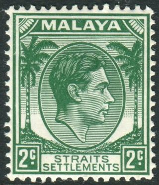 Straits Settlements - 1938 2c Green Die Ii An Average Mounted Example Sg 293