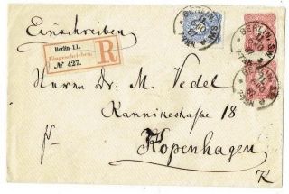 German Stamps & Postmarks On Registered Cover Envelope Berlin Germany 1887