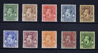 Turks & Caicos,  Kgv,  1928,  10 Stamps From Set To 5s.  Value,  Um / Mm Cat £31.